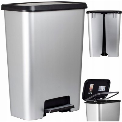 Curver Odpadkový koš plastový 50 l stříbrný – Sleviste.cz