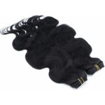 Deluxe clip in vlasy vlnité 100% lidské REMY 50cm černá – Hledejceny.cz