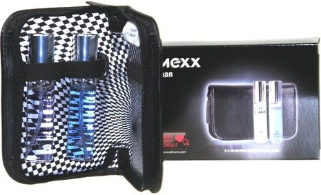 Mexx Mini Set EDT 10 ml Mexx Man + 10 ml EDT Mexx Black + pouzdro M&D Seduction EDP pro ženy EDP 100 ml + deodorant 120 ml dárková sada