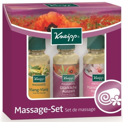 Kneipp Massage Oil masážní olej Ylang-Ylang 20 ml + masážní olej Šťastné časy 20 ml + masážní olej Mandlové květy 20 ml dárková sada