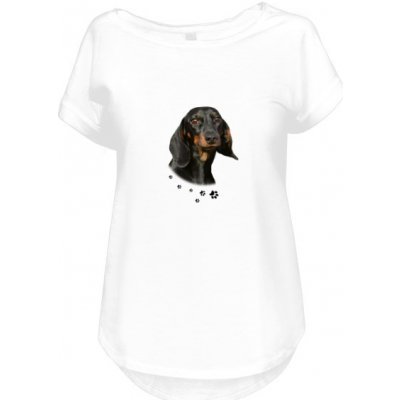 Tričko s potiskem Jezevčík hladkosrstý dámské Bílá – Sleviste.cz