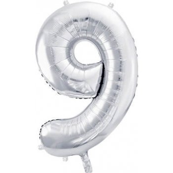 Fóliový balónek Číslo 9 stříbrný 86cm