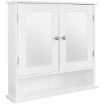 ML-Design zrcadlová skříňka do koupelny, 56x58x13 cm, bílá, ze dřeva, koupelnová skříňka se 2 dvířky a policí, spousta úložného prostoru, ve venkovském stylu, koupelnová skříňka na zeď, zrcadlo do kou – Zboží Mobilmania