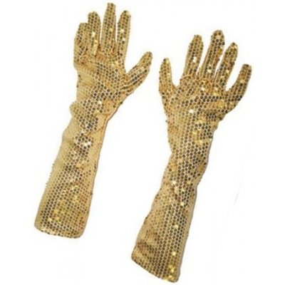 Dlouhé rukavice s flitry zlaté 45 cm