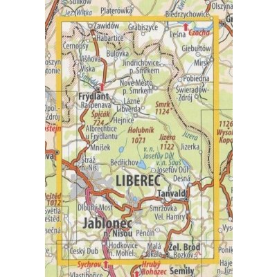 KČT 20-21 Jizerské hory a Frýdlantsko - nástěnná turistická mapa Varianta: mapa v dřevěném rámu, Provedení: Ticiago dub – Sleviste.cz