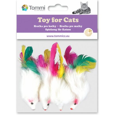 Tommi Myš s peříčkem pro kočky malá, 5 cm, 4 ks – HobbyKompas.cz