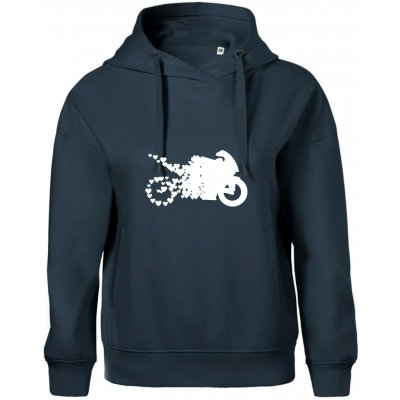 Moto love Oversized mikina dámská Moon kratší + širší Námořní modrá téměř černá – Zboží Mobilmania