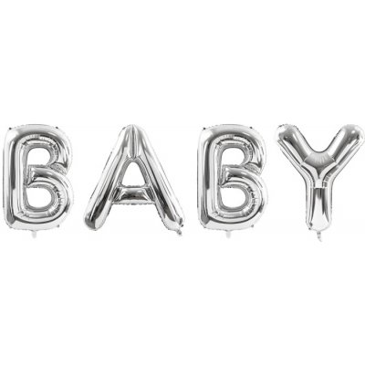 PartyDeco Fóliový balónek BABY 262x86cm stříbrná – Zboží Dáma