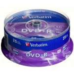 Verbatim DVD+R 4,7GB 16x, Advanced AZO+, cakebox, 25ks (43500) – Zbozi.Blesk.cz