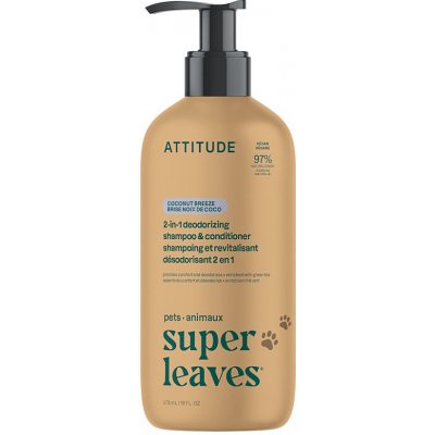Attitude Super Leaves Pets 2v1 šampon a kondicionér pro domácí mazlíčky proti zápachu s kokosem 473 ml – Zboží Mobilmania