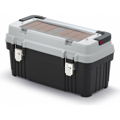 Prosperplast Optima Kufr na nářadí s kovovým držadlem a zámky šedý 470 x 256 x 238 KOPA5025BM-4C – Sleviste.cz