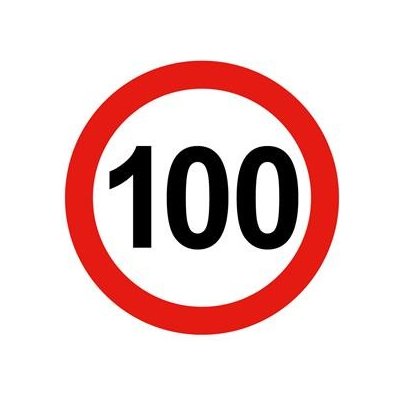 Nejvyšší omezená/konstrukční rychlost vozidla 100 km, bezpečnostní tabulka, samolepka - kruh 20 cm – Hledejceny.cz