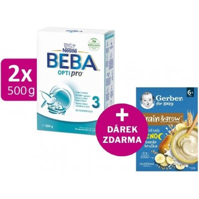 BEBA OPTIPRO 3 2 x 500 g + Gerber kaše banán a hruška 200 g – Sleviste.cz