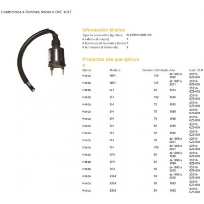 DZE zapalovací cívka HONDA NSR 125 93-01 (30510-GZ9-000) TRX90 93-05 – Hledejceny.cz