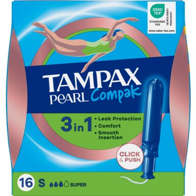 Tampax Pearl Compak Super tampony s aplikátorem 16 ks – Zboží Mobilmania