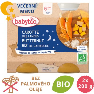 Babybio večerní mrkev dýně rýže 2 x 200 g – Hledejceny.cz