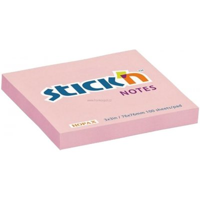 Samolepicí bloček Stick'n by HOPAX, 76 x 76 mm, 100 lístků, pastelový růžový – Hledejceny.cz
