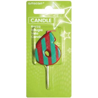 Amscan SVÍČKA narozeninová číslice 6 Dots & Stripes 7,6cm – Zbozi.Blesk.cz