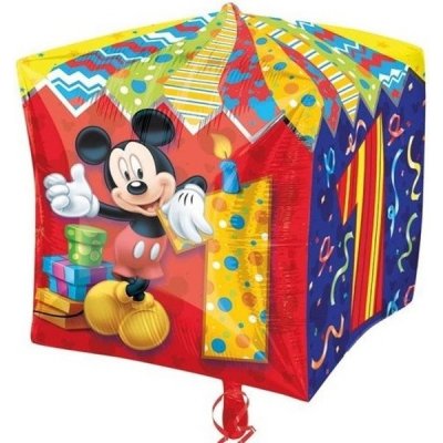 Folat Balónek fóliový Krychle Mickey Mouse 1. narozeniny 38 cm