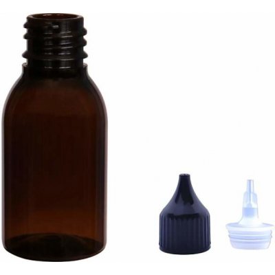 Via Plastová lahvička hnědá široká s černou špičkou Via 25 ml – Sleviste.cz