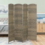 HOMCOM Paraván 4-dílný 180 x 180 cm tmavý dub – Sleviste.cz