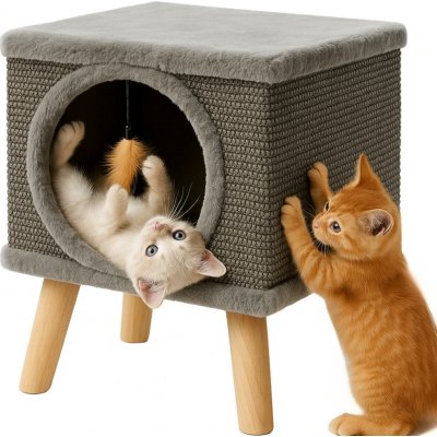 Purlov 26215 Kočičí domeček na nožkách se škrabadlem – Hledejceny.cz