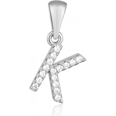 JVD Stříbrný přívěsek se zirkony písmeno K SVLP0948XH2BI0 – Zboží Mobilmania