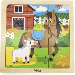 Viga Toys Handy Wooden Puzzle Horses 9 prvků