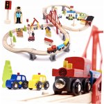 Derrson dřevěná vláčkodráha autodráha 70 ks – Zboží Dáma