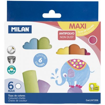 MILAN Křída kulatá barevná bezprašná Maxi 6 ks bliester – Zboží Dáma