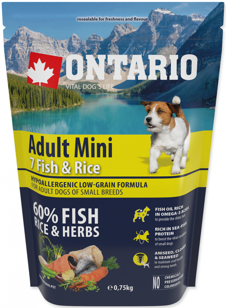 Ontario Adult Mini 7 Fish & Rice 0,75 kg