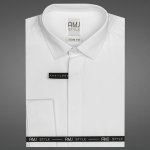 AMJ pánská košile dlouhý rukáv slim fit na manžetové knoflíčky s vytkávaným vzorem VDSA001MK bílá – Sleviste.cz