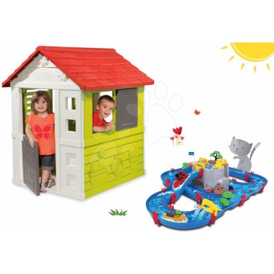 Smoby set domeček Nature se zasouvací okenicí a vodní dráha s horskou jeskyní přehradou a pumpou 810704-15 – Zboží Mobilmania