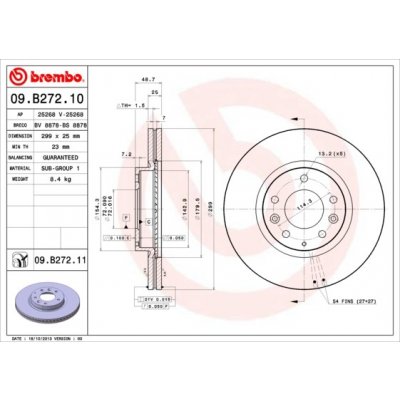 BREMBO Brzdový kotouč 09.B272.10