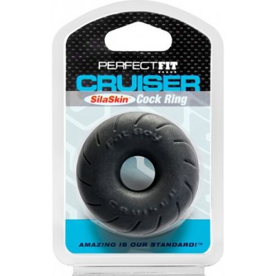 Perfect Fit SilaSkin Cruiser Ring - černý erekční kroužek Czarny – Zboží Dáma