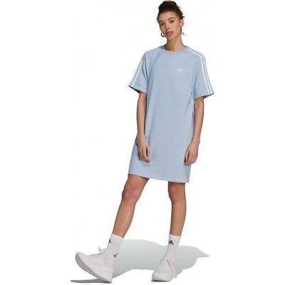 adidas šaty Essentials 3-Stripes Single Jersey Boyfriend Tee Dress IL3315 modrá – Zboží Mobilmania