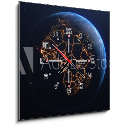 Obraz s hodinami 1D - 50 x 50 cm - Africa countries outline map from space, globe planet earth from space, elements of this image courtesy of NASA Země Afriky obrys mapy – Zbozi.Blesk.cz