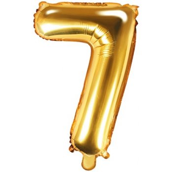 PartyDeco Fóliový balónek číslo 7 zlatý 35 cm