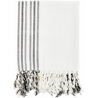 MADAM STOLTZ Bavlněný ručník s třásněmi Off White 100×180 cm, bílá barva, textil – Hledejceny.cz