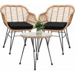 Casaria Balkonová souprava BALI s ratanem pro 2 osoby, hnědá/černá, 108348 – Sleviste.cz
