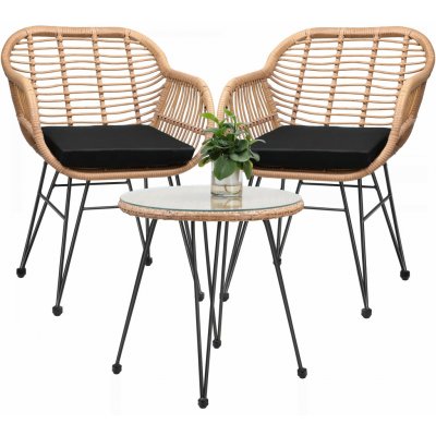 Casaria Balkonová souprava BALI s ratanem pro 2 osoby, hnědá/černá, 108348 – Sleviste.cz