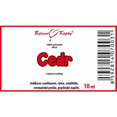 Bylinné kapky Cedr 100 % přírodní silice esenciální éterický olej 10 ml – Hledejceny.cz