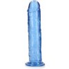 Dilda RealRock Crystal Clear Realistic 9 modré dildo s přísavkou 25,5 x 4,5 cm