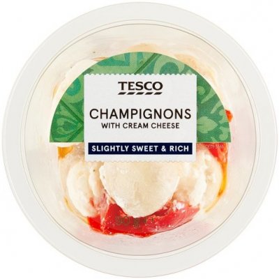Tesco Marinované žampiony plněné čerstvým sýrem 90 g – Zboží Dáma