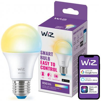 WiZ LED žárovka E27 A60 8W 806lm 2700-6500K CRI80 IP20, stmívatelná – Sleviste.cz