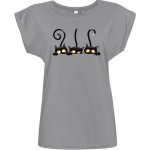 Tričko s potiskem Kočka černá Světle šedá – Zboží Mobilmania
