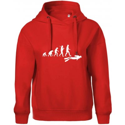 Evoluce potápění Oversized mikina dámská Moon kratší + širší Červená – Zboží Dáma