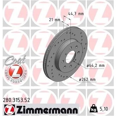 Brzdový kotouč ZIMMERMANN 280.3153.52 (280315352) – Sleviste.cz