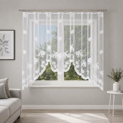 Dekorační oblouková krátká záclona na žabky IRENA bílá 310x160 cm MyBestHome – Hledejceny.cz