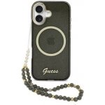 Guess IML Glitter Script Strap MagSafe Zadní Kryt pro iPhone 17 Black – Zboží Mobilmania